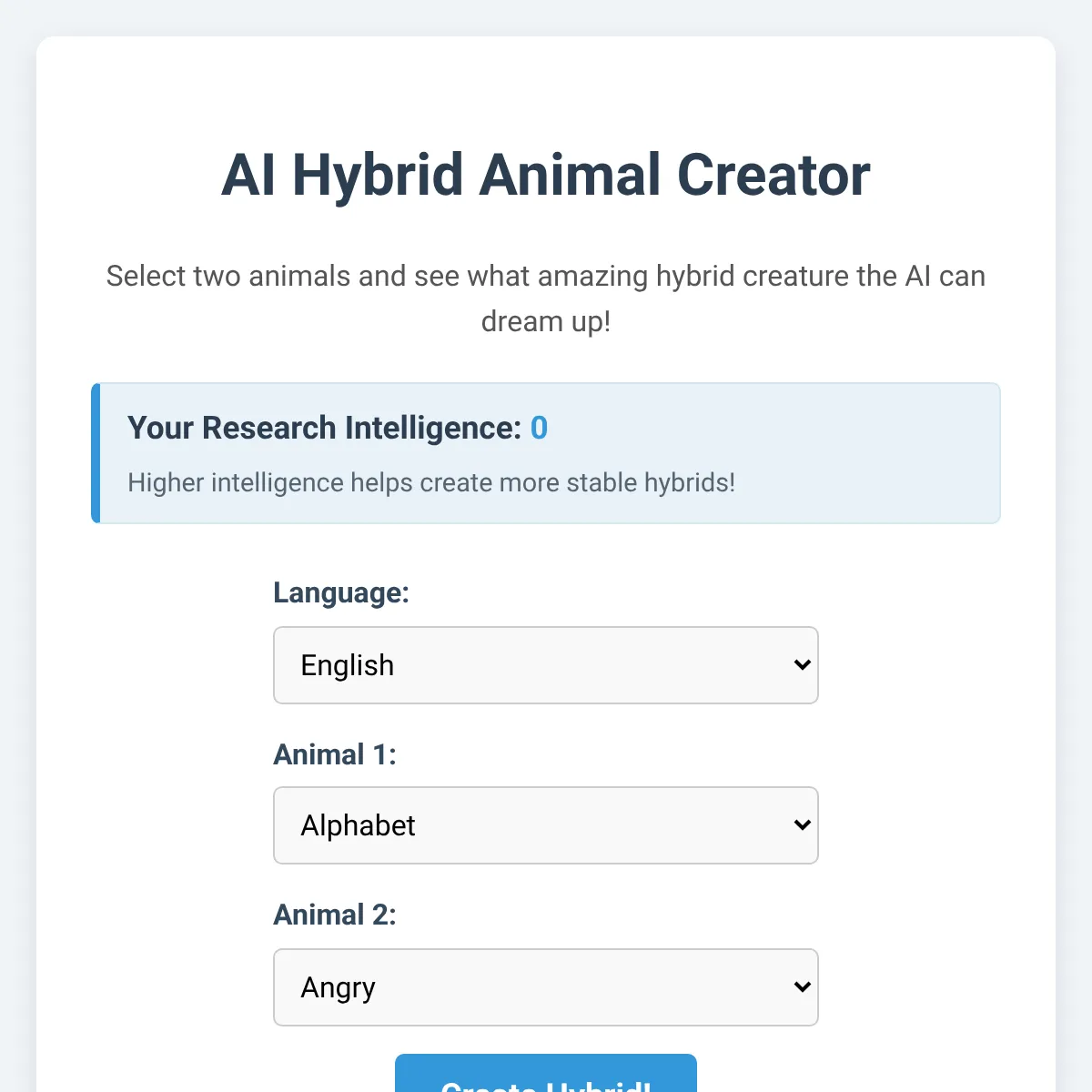 AI Hybrid Animal Creator