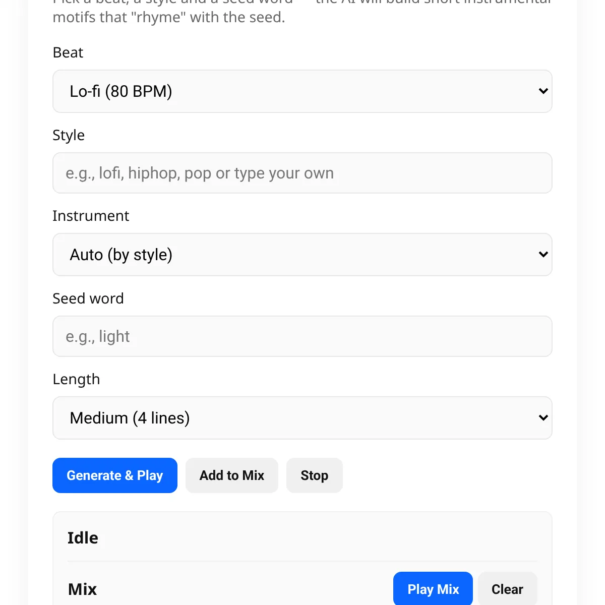 Rhyming Music Maker