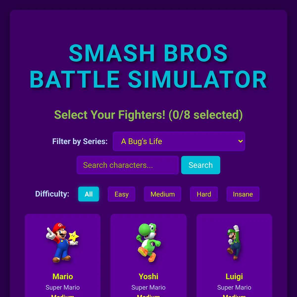 Smash Bros Battle Simulator