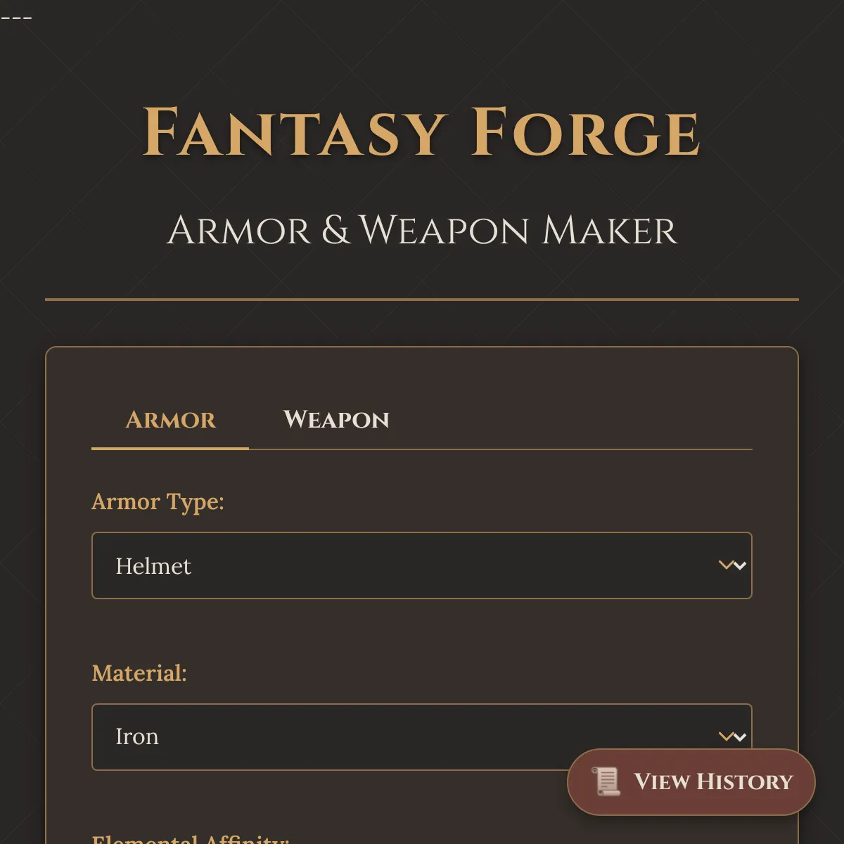 Fantasy Forge: Armor & Weapon Maker