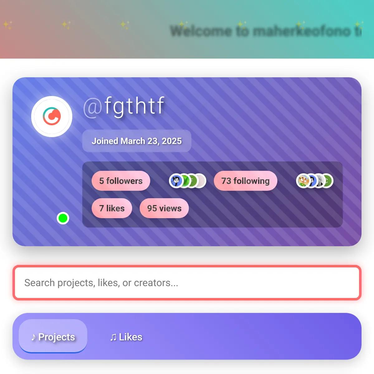 Profile Page on WebSim