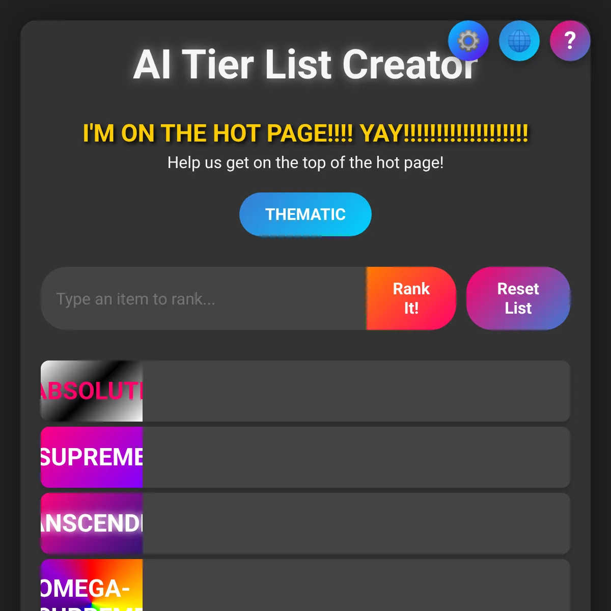 Advanced Tier List with AI
