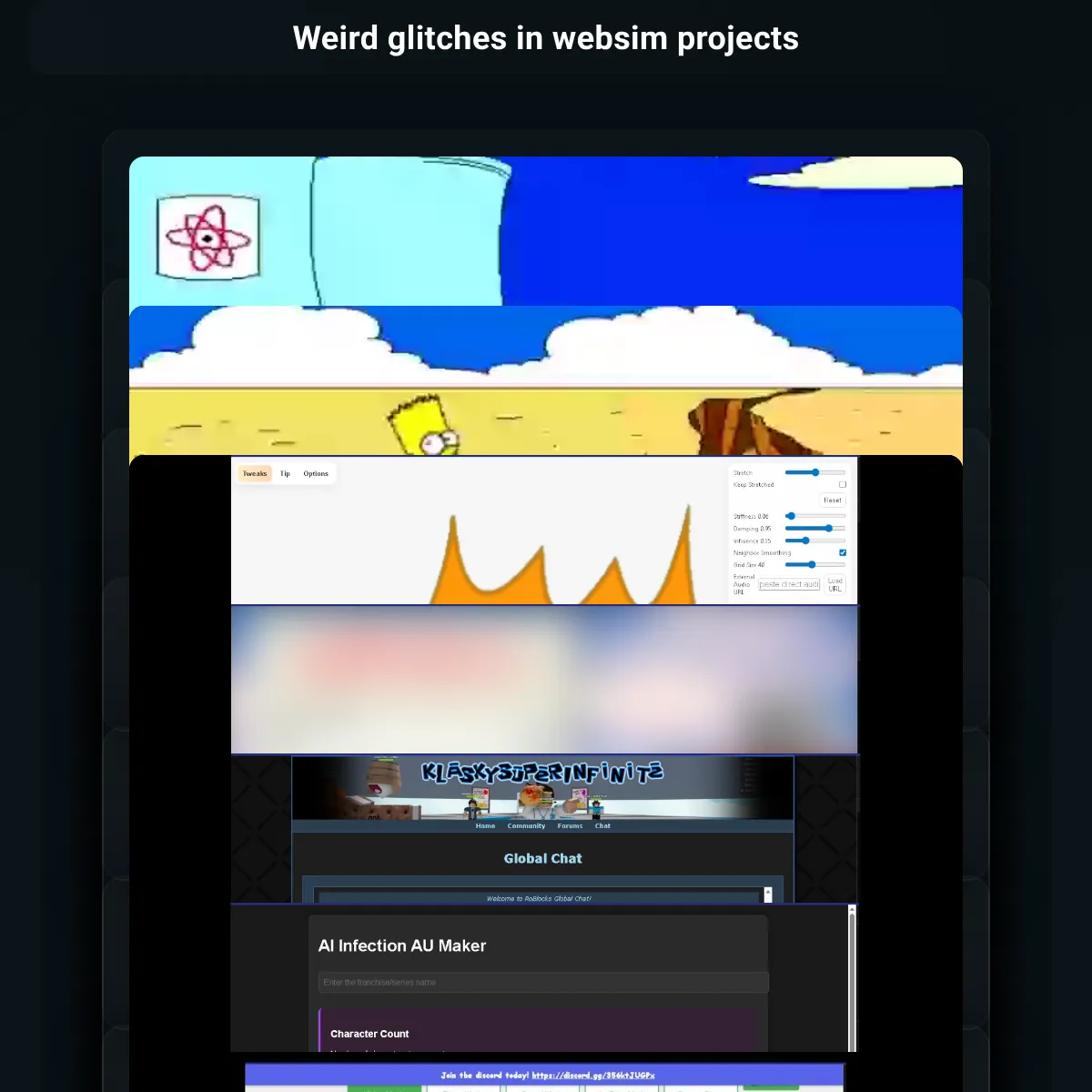Weird glitches in websim projects