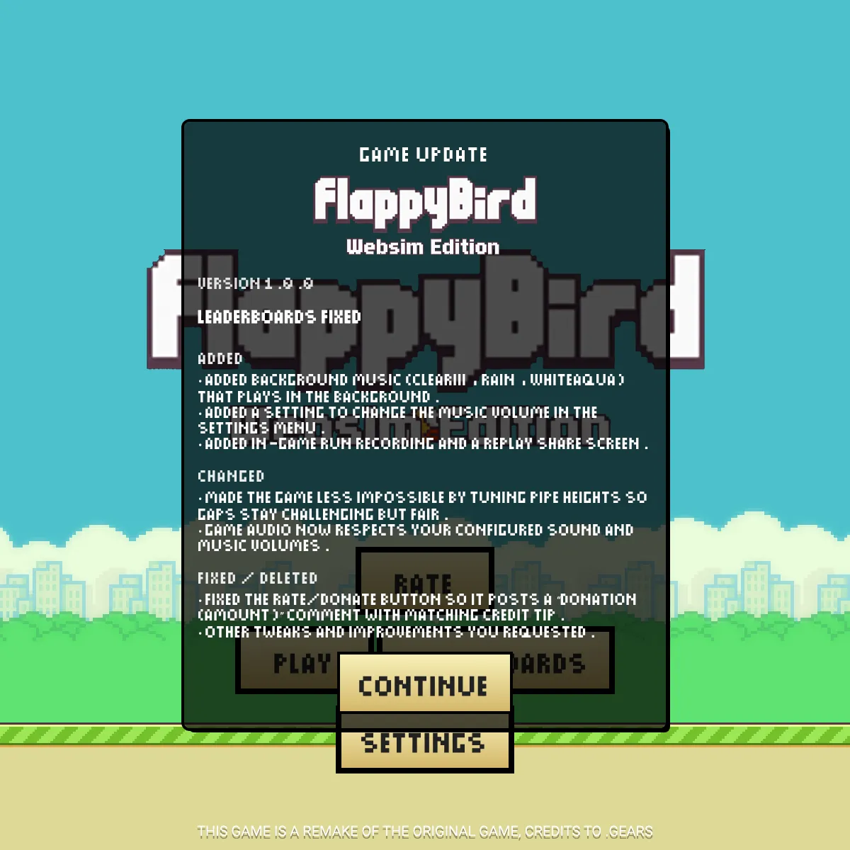 Flappy Bird Websim Edition
