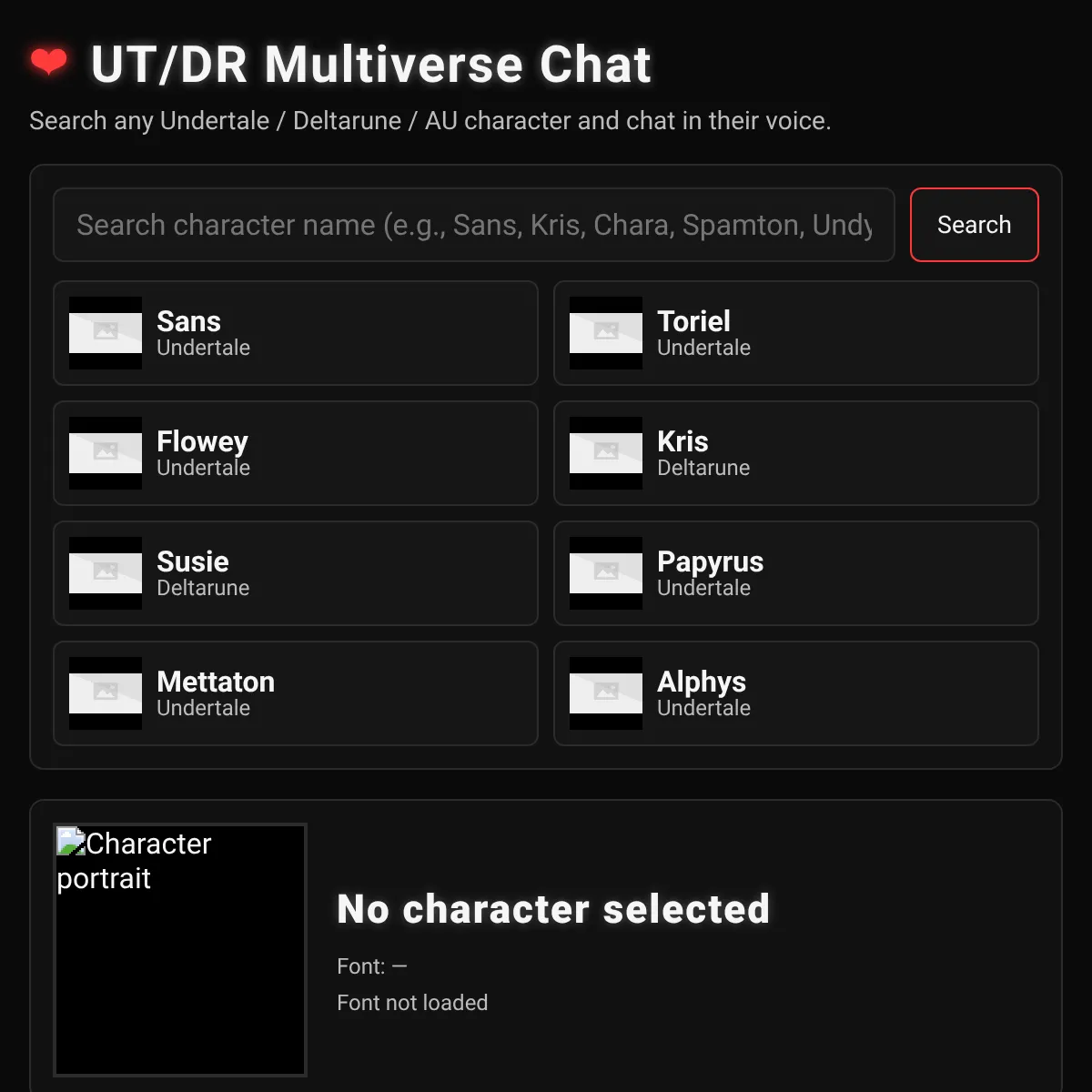 UNDERTALE / DELTARUNE Character Chat