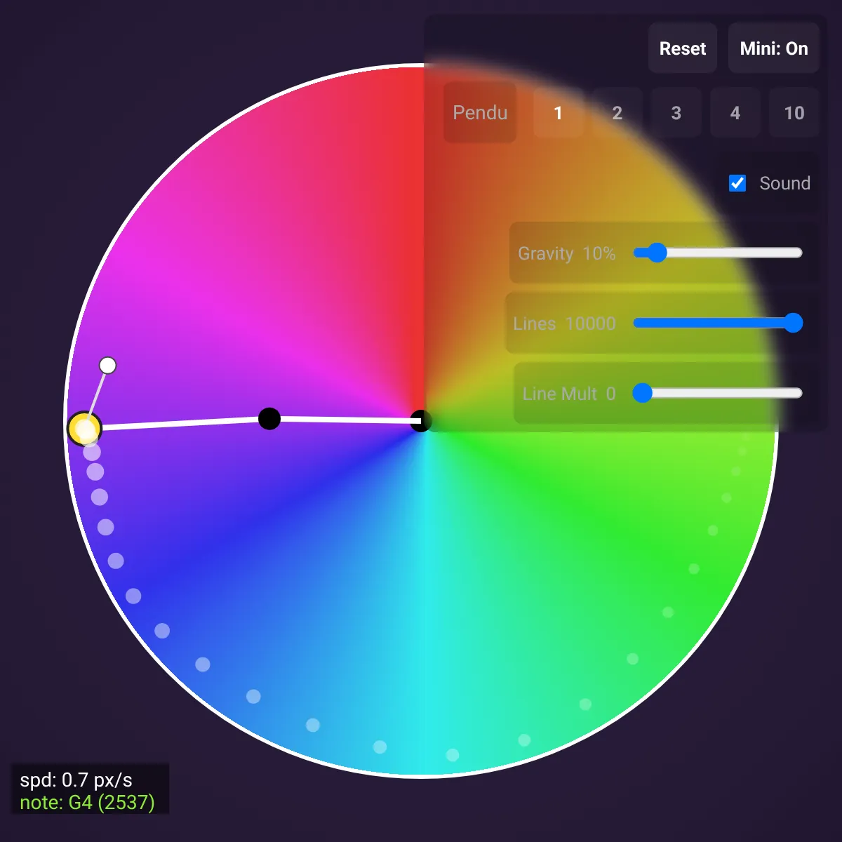 Double Pendulum — Touch Lines (up to 10000)