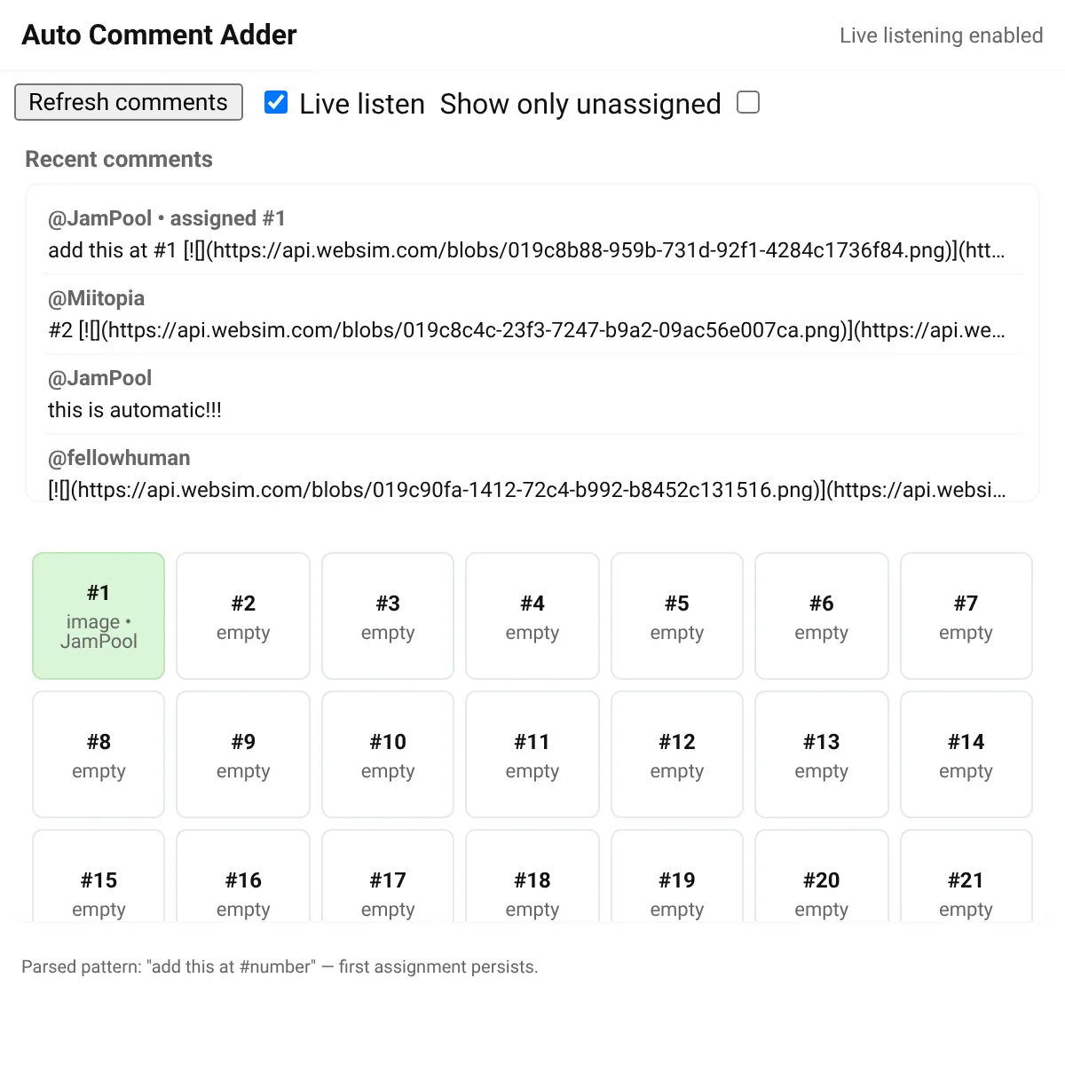 Auto comment adder 2548 buttons edition