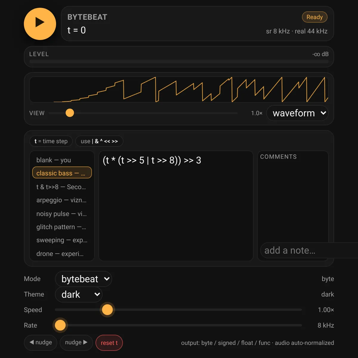 Bytebeat Composer