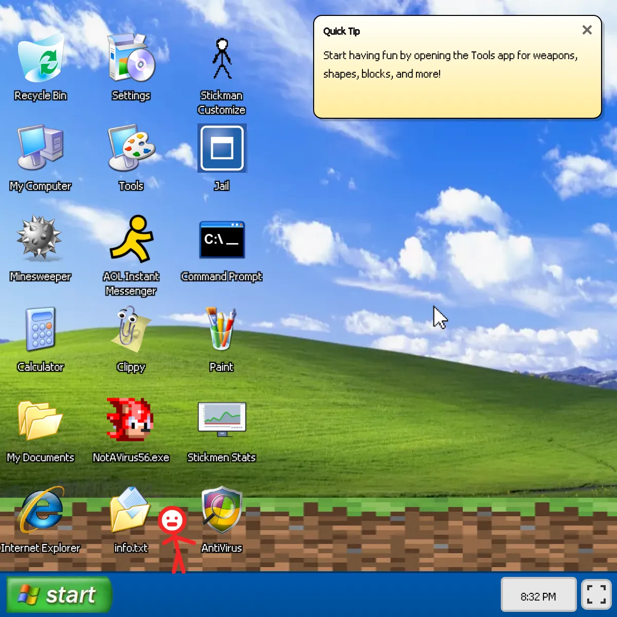 Animation vs. Cursor — Interactive Windows XP Desktop Sandbox