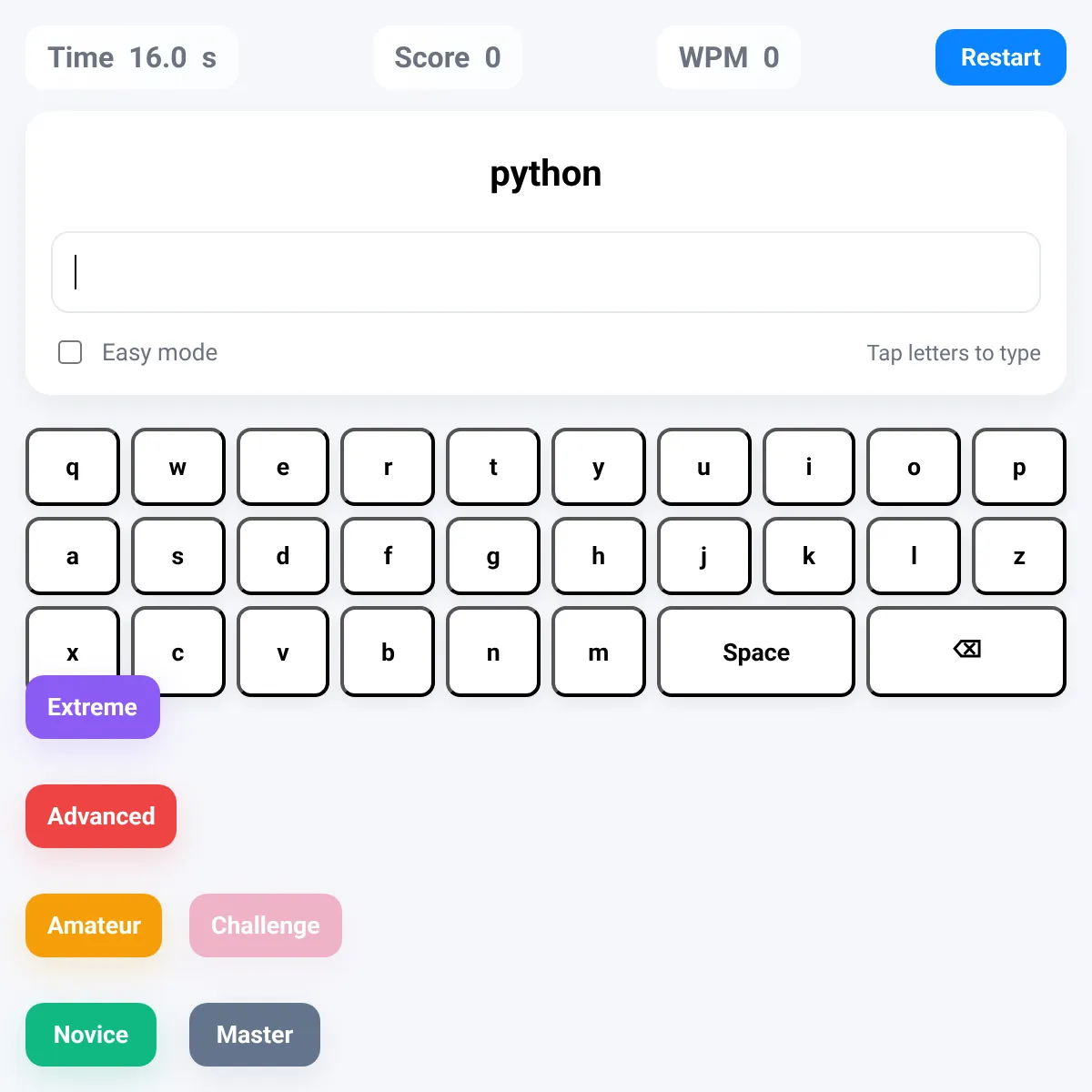 hardest typing game on websim