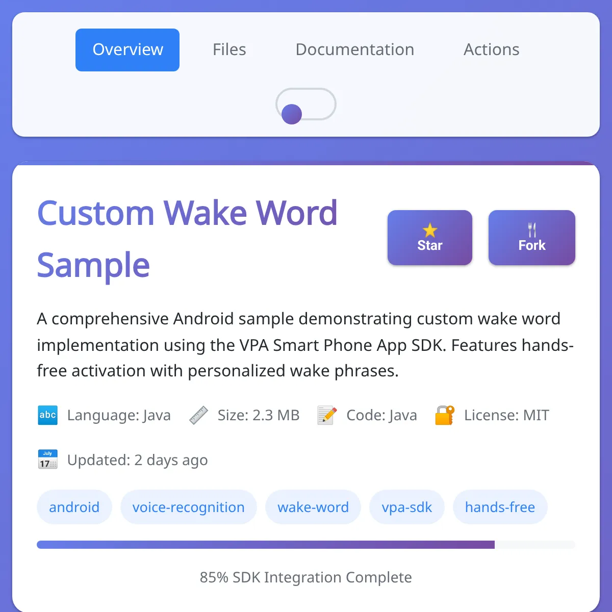 VPA Smart Phone App - Custom Wake Word Sample