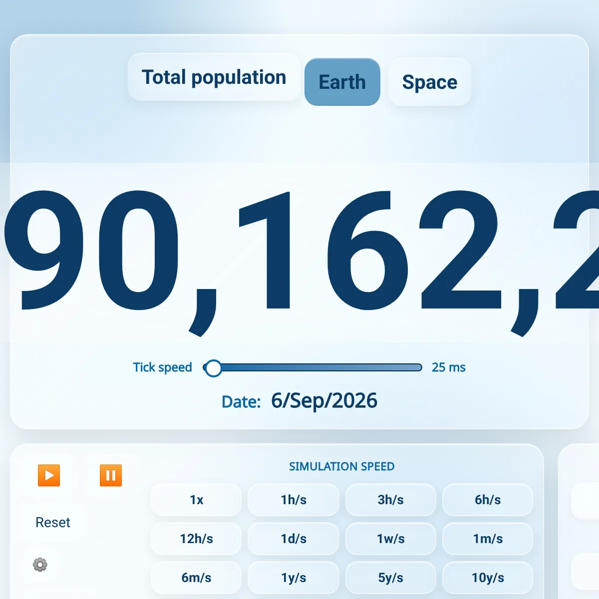 Live Population Simulator Earth + SPACE